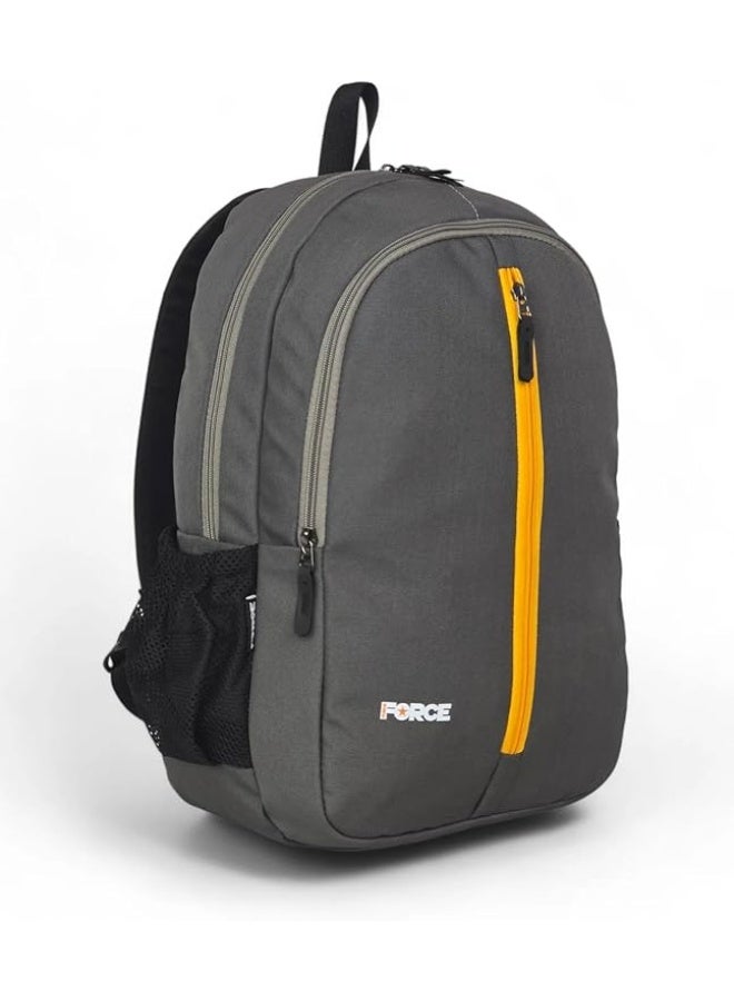 فورس حقيبة ظهر فورس الأساسية – سعة كاملة – مقاومة للماء – رمادي داكن مع سحاب أصفر - Image 4